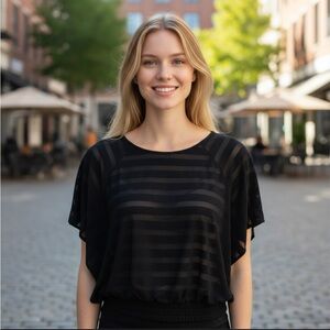 WHBM Black Striped Blouse